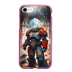Чехол iPhone 7/8 матовый Космодесант - Warhammer 40k, цвет: 3D-малиновый