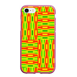 Чехол iPhone 7/8 матовый Паттерн зеленый с оранжевым, цвет: 3D-малиновый