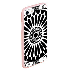 Чехол iPhone 7/8 матовый Черно белый узор с радиусами, цвет: 3D-светло-розовый — фото 2