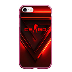 Чехол iPhone 7/8 матовый CS GO red light, цвет: 3D-малиновый