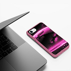 Чехол iPhone 7/8 матовый Сай фай пейзаж в черно розовых тонах, цвет: 3D-малиновый — фото 2