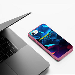 Чехол iPhone 7/8 матовый Cyberpunk 2077 neon style, цвет: 3D-малиновый — фото 2