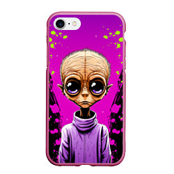 Чехол iPhone 7/8 матовый Alien - comics art style, цвет: 3D-малиновый