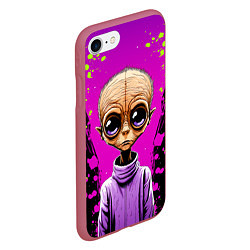 Чехол iPhone 7/8 матовый Alien - comics art style, цвет: 3D-малиновый — фото 2