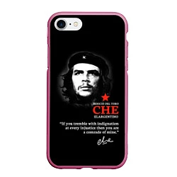 Чехол iPhone 7/8 матовый Che Guevara автограф, цвет: 3D-малиновый