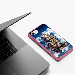 Чехол iPhone 7/8 матовый Сказочный дом в облаках, цвет: 3D-малиновый — фото 2
