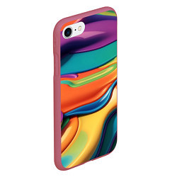 Чехол iPhone 7/8 матовый Жидкий разноцветный пластик, цвет: 3D-малиновый — фото 2