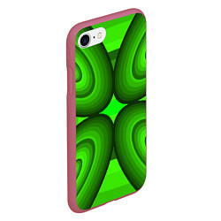 Чехол iPhone 7/8 матовый Зеленые овалы, цвет: 3D-малиновый — фото 2
