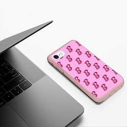 Чехол iPhone 7/8 матовый B is for Barbie, цвет: 3D-светло-розовый — фото 2