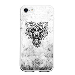 Чехол iPhone 7/8 матовый Черно-белый злой волк, цвет: 3D-белый