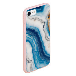 Чехол iPhone 7/8 матовый Узор волна голубой океанический агат, цвет: 3D-светло-розовый — фото 2