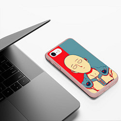 Чехол iPhone 7/8 матовый Saitama hero face, цвет: 3D-светло-розовый — фото 2