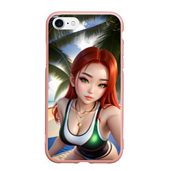 Чехол iPhone 7/8 матовый Девушка с рыжими волосами на пляже