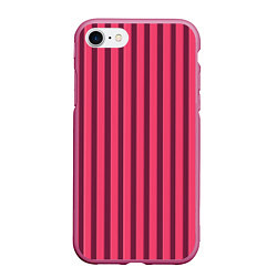 Чехол iPhone 7/8 матовый Полосатый тёмно-розовый, цвет: 3D-малиновый