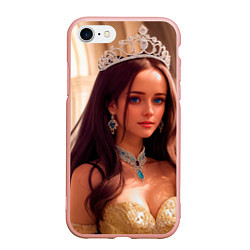 Чехол iPhone 7/8 матовый Девушка принцесса в алмазных украшениях, цвет: 3D-светло-розовый