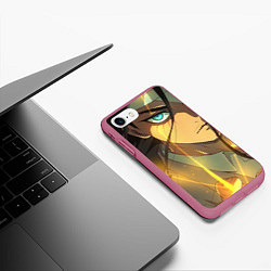 Чехол iPhone 7/8 матовый Атака Титанов Eren Yaeger, цвет: 3D-малиновый — фото 2