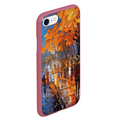 Чехол iPhone 7/8 матовый Осенний город импрессионизм, цвет: 3D-малиновый — фото 2