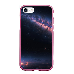 Чехол iPhone 7/8 матовый Млечный путь в звездном небе, цвет: 3D-малиновый