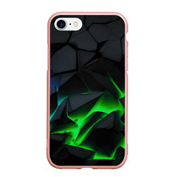 Чехол iPhone 7/8 матовый Зеленый и синий неон, цвет: 3D-светло-розовый