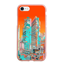 Чехол iPhone 7/8 матовый Токио оранжевый пейзаж, цвет: 3D-светло-розовый