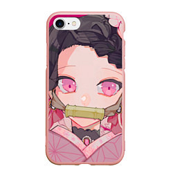 Чехол iPhone 7/8 матовый Клинок рассекающий демонов милая Нэдзуко Камадо, цвет: 3D-светло-розовый