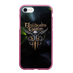 Чехол iPhone 7/8 матовый Baldurs Gate 3 logo dark green, цвет: 3D-малиновый