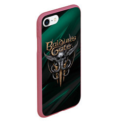 Чехол iPhone 7/8 матовый Baldurs Gate 3 logo green geometry, цвет: 3D-малиновый — фото 2