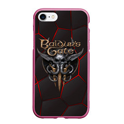 Чехол iPhone 7/8 матовый Baldurs Gate 3 logo red black geometry, цвет: 3D-малиновый