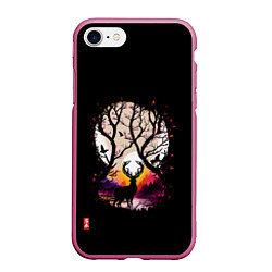 Чехол iPhone 7/8 матовый Лесной король ночью, цвет: 3D-малиновый