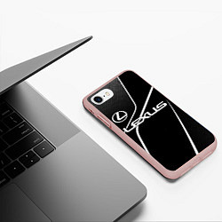 Чехол iPhone 7/8 матовый Lexus - white line, цвет: 3D-светло-розовый — фото 2