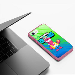 Чехол iPhone 7/8 матовый Даг Бравл Старс, цвет: 3D-малиновый — фото 2