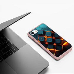 Чехол iPhone 7/8 матовый Объемные кубы со светом, цвет: 3D-светло-розовый — фото 2