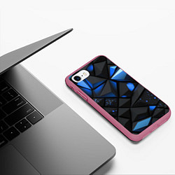Чехол iPhone 7/8 матовый Blue black texture, цвет: 3D-малиновый — фото 2