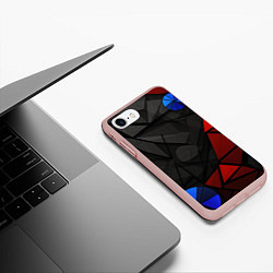 Чехол iPhone 7/8 матовый Black blue red elements, цвет: 3D-светло-розовый — фото 2