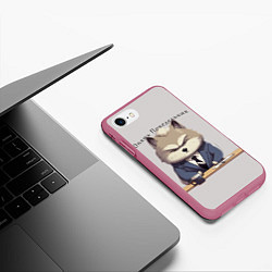Чехол iPhone 7/8 матовый Волк на работе, цвет: 3D-малиновый — фото 2