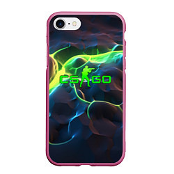 Чехол iPhone 7/8 матовый CSGO green neon, цвет: 3D-малиновый