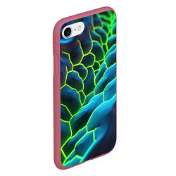 Чехол iPhone 7/8 матовый Зеленые текстурные плиты, цвет: 3D-малиновый — фото 2