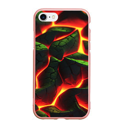 Чехол iPhone 7/8 матовый Зеленые плиты и лава, цвет: 3D-светло-розовый