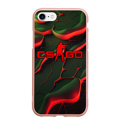 Чехол iPhone 7/8 матовый CSGO red green texture, цвет: 3D-светло-розовый