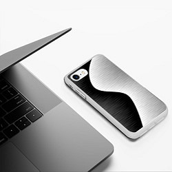 Чехол iPhone 7/8 матовый Черная белая абстракция зигзаг, цвет: 3D-белый — фото 2