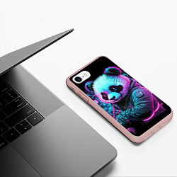 Чехол iPhone 7/8 матовый Панда в неоновом свете, цвет: 3D-светло-розовый — фото 2