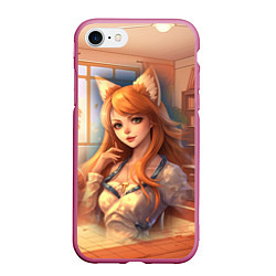 Чехол iPhone 7/8 матовый Милая девушка лисица, цвет: 3D-малиновый