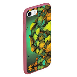 Чехол iPhone 7/8 матовый Зеленая объемная абстракция, цвет: 3D-малиновый — фото 2