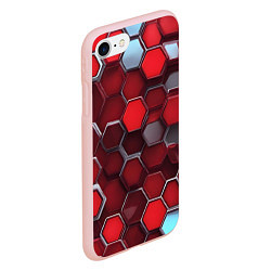 Чехол iPhone 7/8 матовый Cyber hexagon red, цвет: 3D-светло-розовый — фото 2