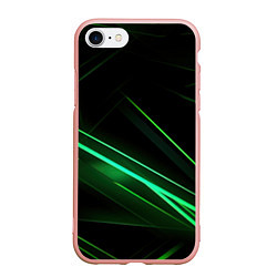 Чехол iPhone 7/8 матовый Green lines black backgrouns