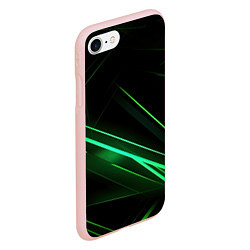 Чехол iPhone 7/8 матовый Green lines black backgrouns, цвет: 3D-светло-розовый — фото 2