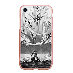 Чехол iPhone 7/8 матовый Нападение ангелов - Евангелион, цвет: 3D-светло-розовый
