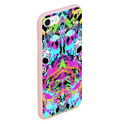 Чехол iPhone 7/8 матовый Зеркальный паттерн из черепов - поп-арт, цвет: 3D-светло-розовый — фото 2