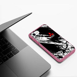 Чехол iPhone 7/8 матовый Mitsubishi - белый пятна, цвет: 3D-малиновый — фото 2