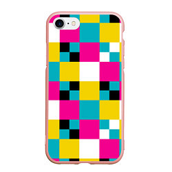 Чехол iPhone 7/8 матовый Геометрический ретро узор cmyk, цвет: 3D-светло-розовый